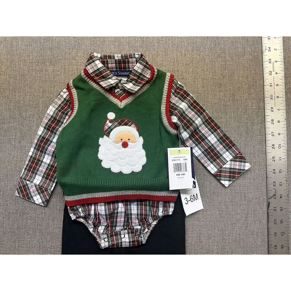 NEW BNWT Bonnie Jean/Matt's Scooter Boys‎ Outfit Clothes Santa Xmas Size 3M-6M